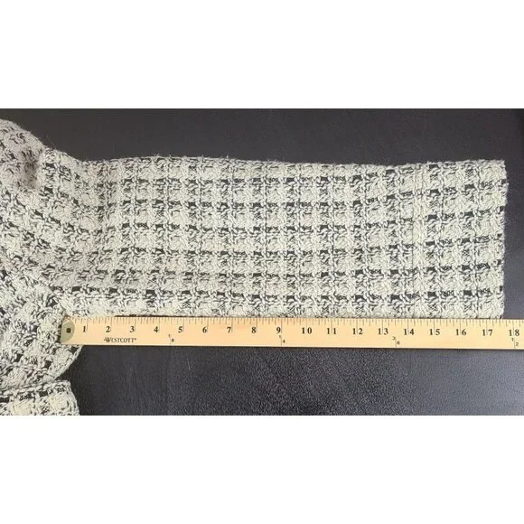 Via Spiga Wool Blend Mid Length Lined Belt Black/Cream Coat Jacket Women's Large - Picture 13 of 16